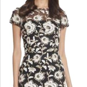 Floral Embroidered Illusion Cocktail Dress
